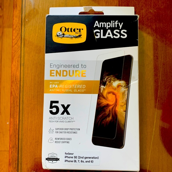 Otterbox Amplify Glass Screen Protecor iPhone SE (2nd generation) or 8, 7, 6s, 6 - Picture 1 of 3